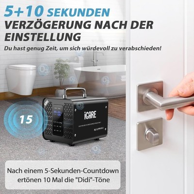 Smart Ozongenerator 60000 mg/h Ozongerät Digital 120 Min Timer 300 m² für Luft/W