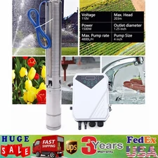 4" 2 HP Solar Water Pump Submersible MPPT Controller Kit DC 110V Deep Well Pump