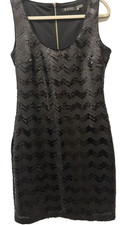 Vtg GUESS Black Sequin Bodycon Mini Cocktail Party Dress Size 10