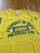 Vintage USPS Pro Cycling Team Lance Armstrong Yellow T Shirt Postal Service Sz L