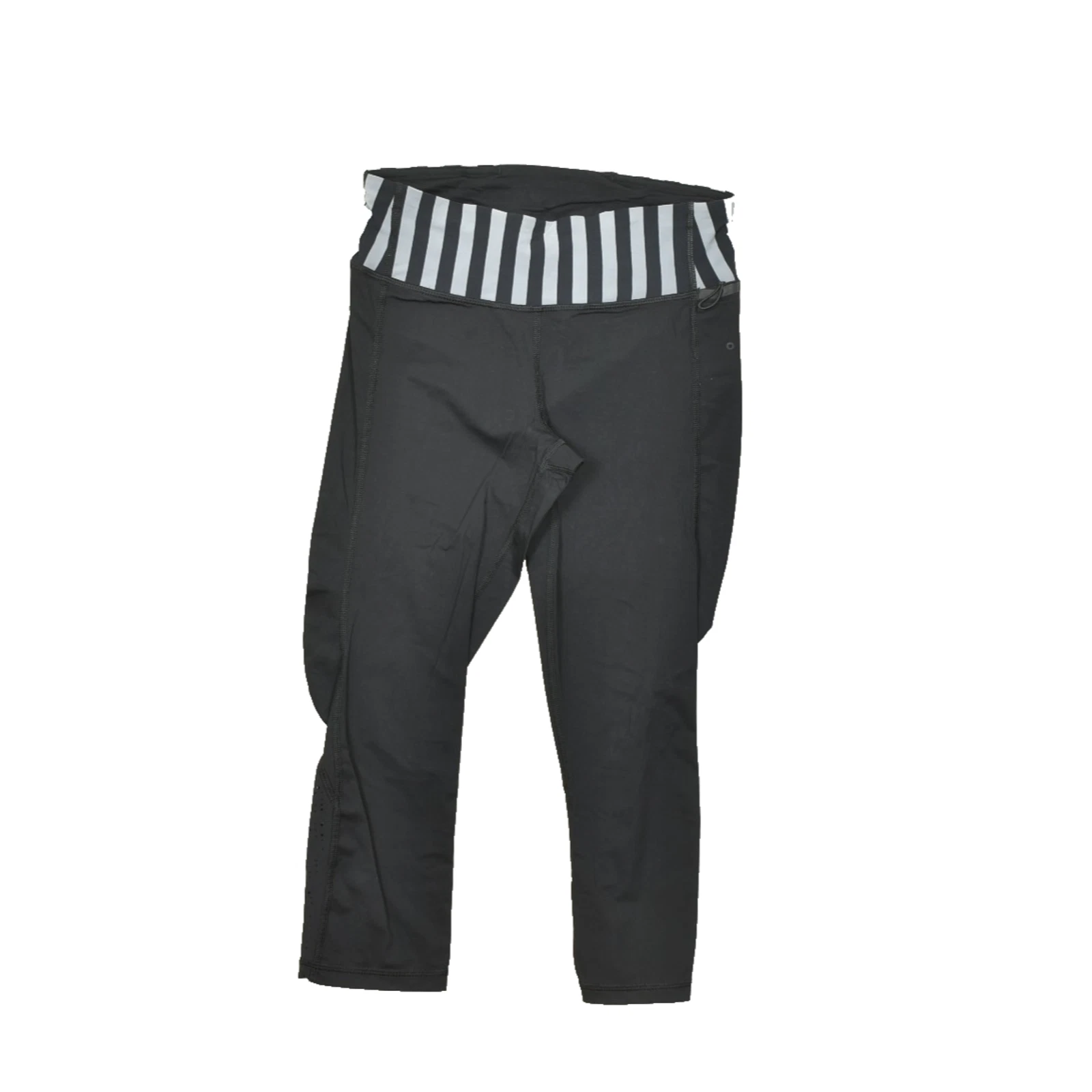 Lululemon Women's Black Striped Waistband Capri Skinny Leggings Size 4 Gym