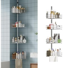 4 Tier Metal Rustproof Shower Corner Caddy Organizer for Bathroom Tension Pole  