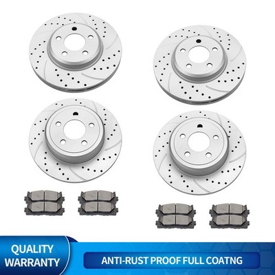 Front Rear Drilled Brake Rotor Ceramic Pad for V6 Dodge Charger Challenger Kits