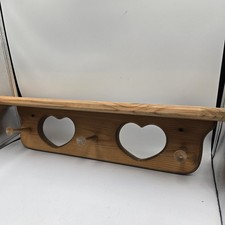 Mensola da parete vintage in legno doppio cuore picchetto lunga 24” 3 pioli GrannyCore CottageCore