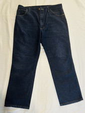 Vintage 90s Wrangler Rugged Wear Jeans 40x32 Dark Wash MADE IN USA Deadstock