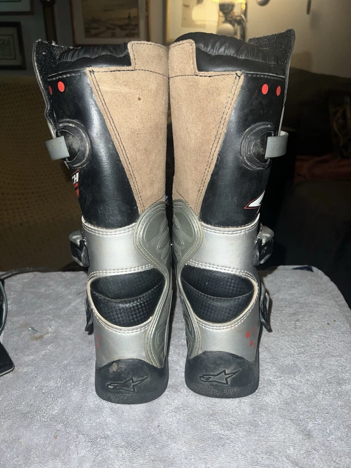 Alpinestars Tech 4S Juvenil Motocross Motocicleta Botas Negro Plata Rojo EE. UU. 6 UE 39 Foto 2 de 4