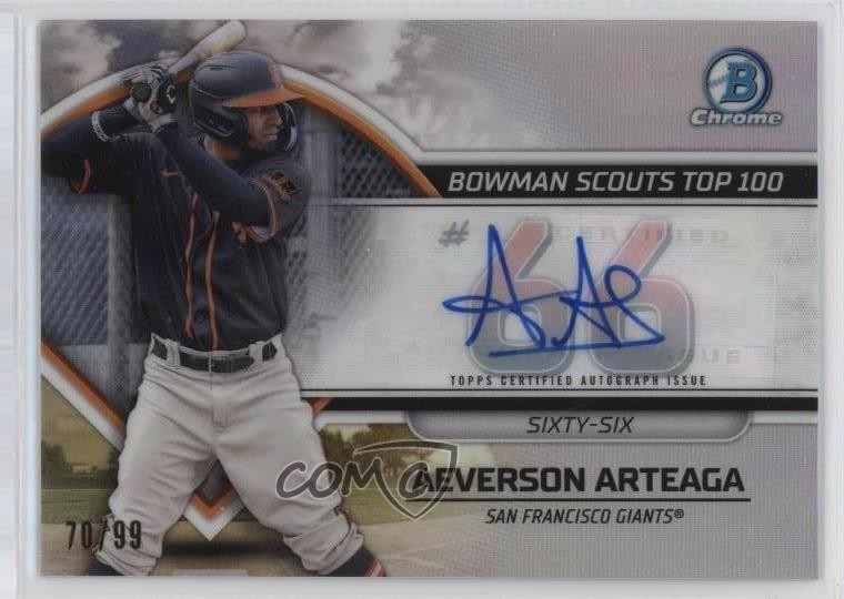 2023 Bowman Bowman Scouts Top 100 Auto 70/99 Aeverson Arteaga #BTP-66 Auto y6z