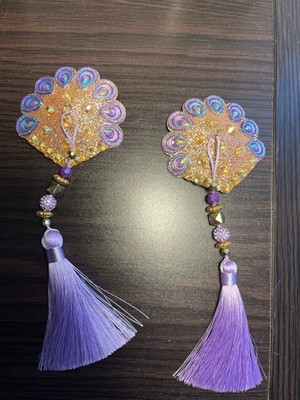 Handmade Purple and Gold Beaded Tassel Pasties - Never been used