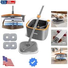 4-Pad Spin Mop and Bucket Set - Ergonomic Design for Effortless Cleaning