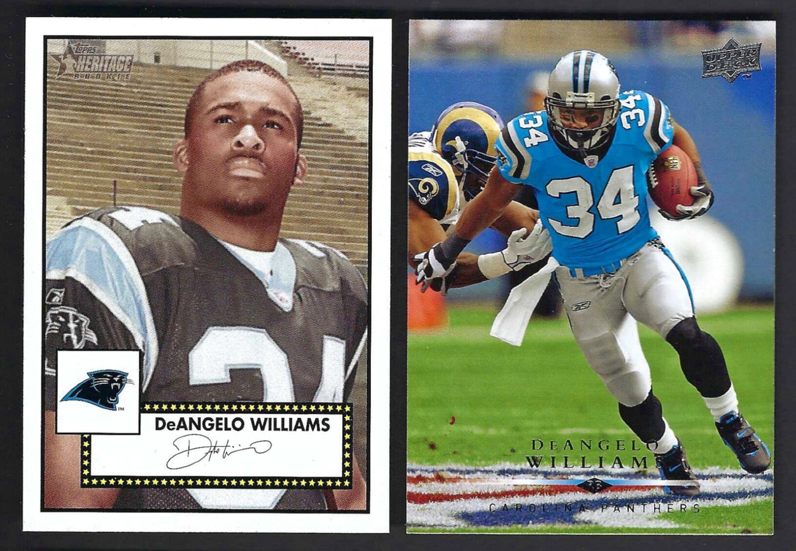 DeAngelo Williams Lot 2006 Topps Heritage #300 RC & 2008 Upper Deck #23