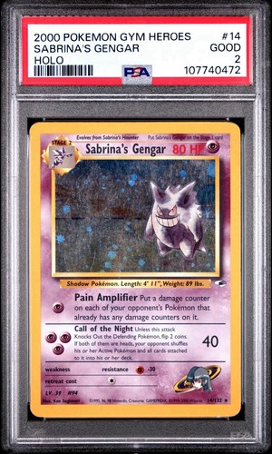 2000 Pokemon Gym Heroes Holo #14 Sabrina's Gengar PSA 2