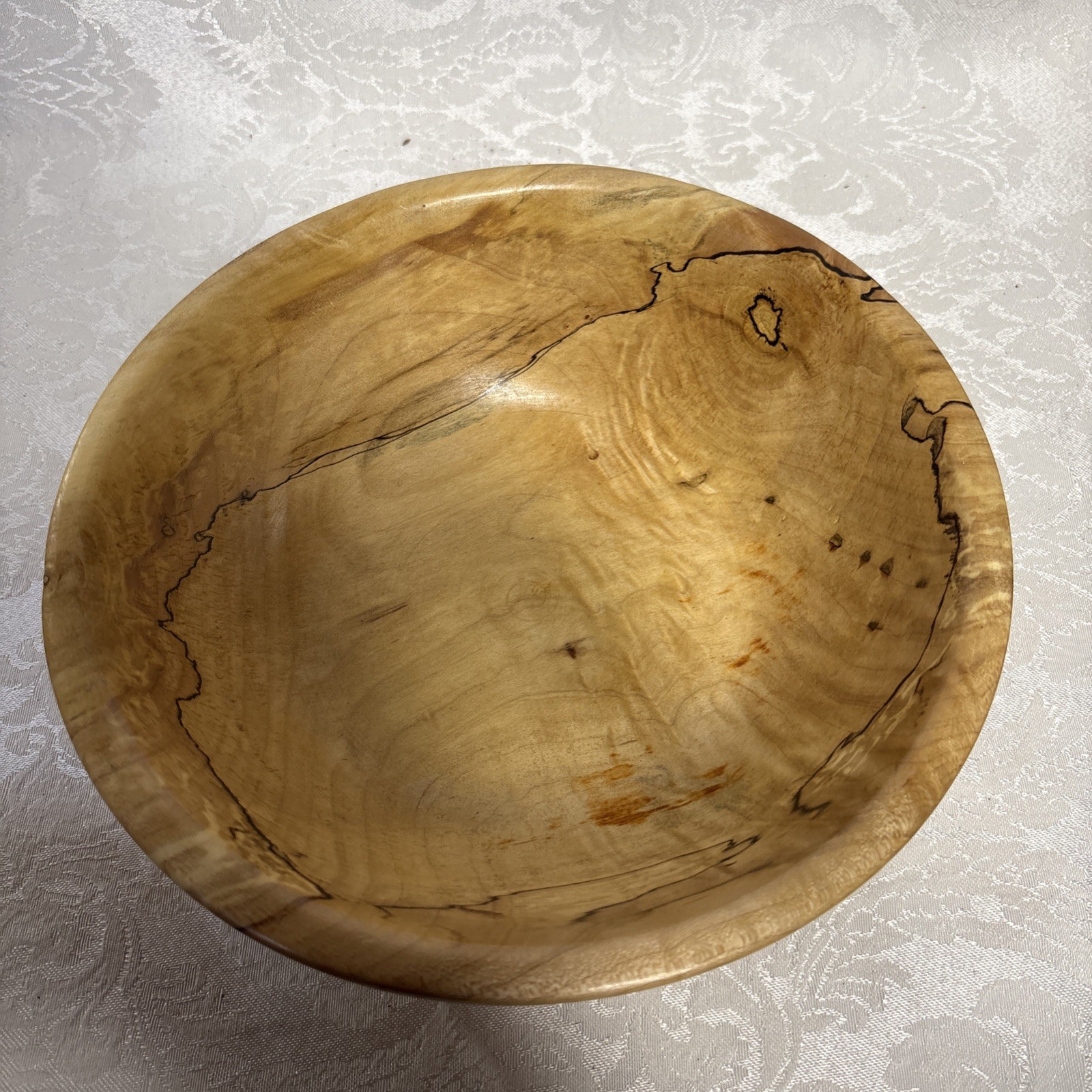 Stunning Vintage Hand-Turned Spalted Maple Wood Bowl Beautiful Patina  8inches