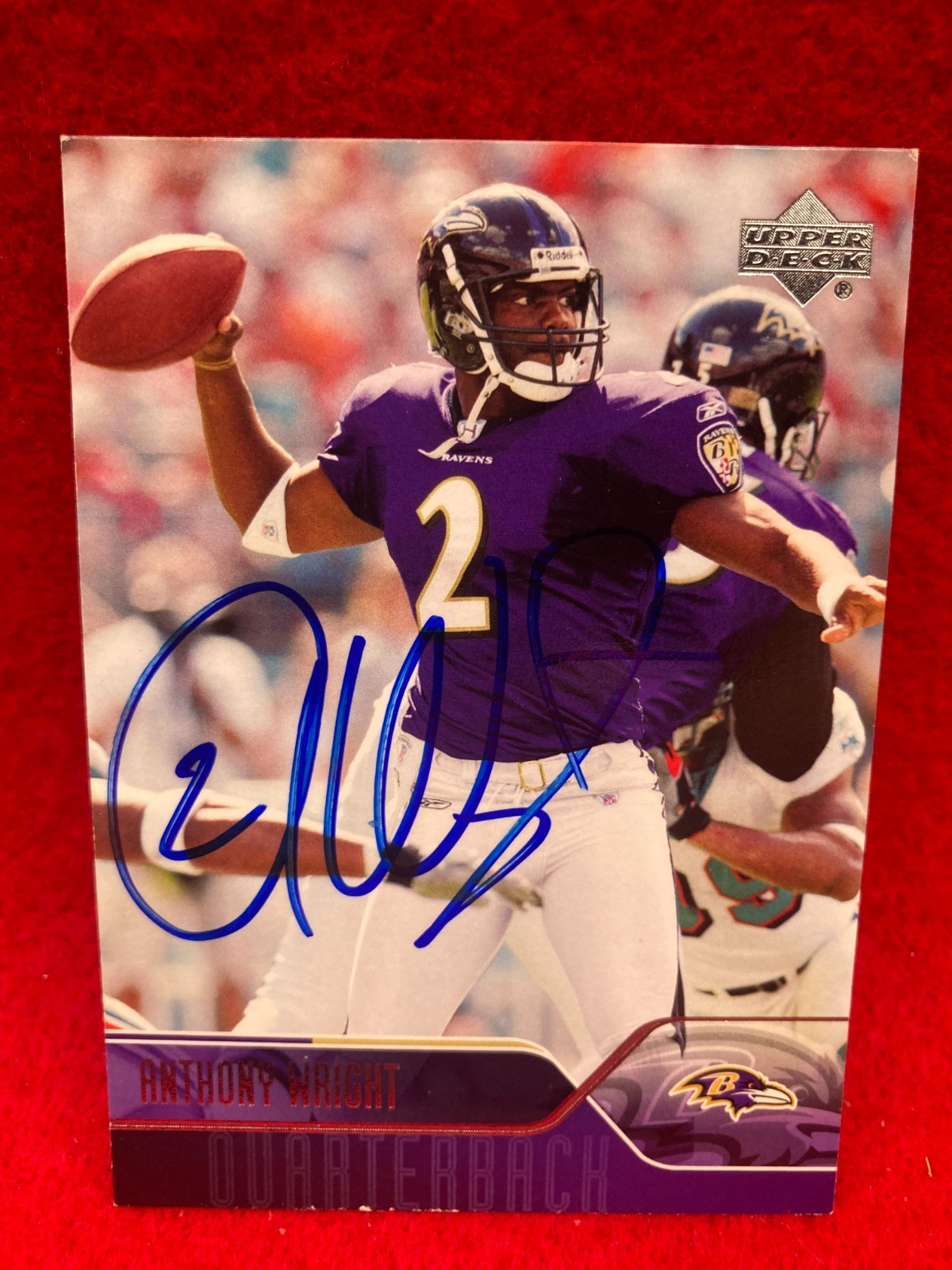 TOUGH! Anthony Wright 2004 Upper Deck #13 Baltimore Ravens SIGNED Auto Card