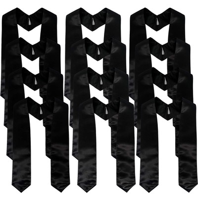 GraduationMall 12 Pieces 72 Inch Plain Graduation Stole Bulk Sublimation Blan...