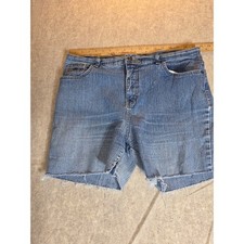 Gloria Vanderbilt Womens Denim Cutoff Shorts Medium Wash Blue Size 16 Frayed Hem