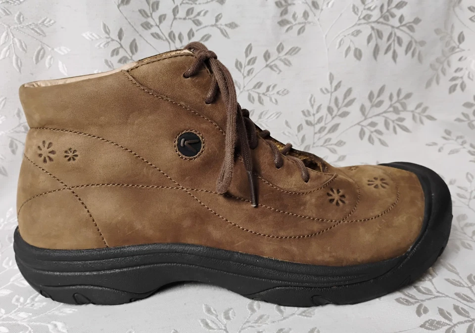 Zapatos informales de senderismo con cordones para mujer KEEN talla 11 parte superior alta cuero marrón floral Foto 4 de 4