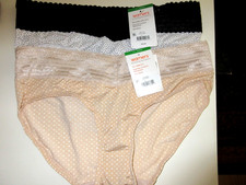 Warners HIPSTER Panties 2-Pack No Pinching Lace 5609J Black Beige Dot Poly  7/L