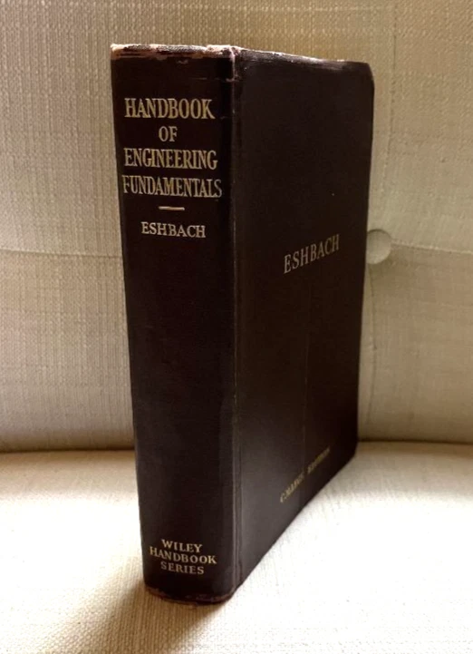 Handbook of Engineering Fundamentals by Ovid W. Eshbach Wiley & Sons 1936 1st ed - Image 2 of 4