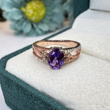 Natural Amethyst, February Birthstone, Amethyst Ring, Wedding Ring, Prong Ring