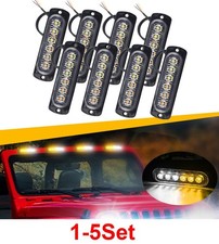 1-5set Auxito 6led Amber White Grill Side Marker Light Bar Kit Tow Truck New
