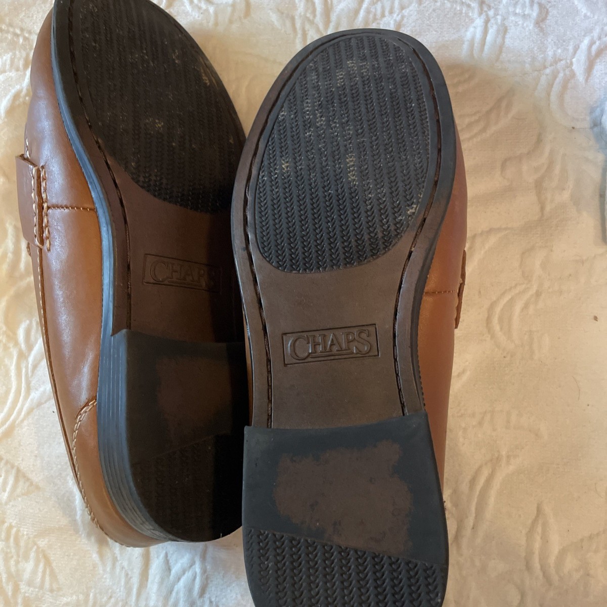CHAPS RALPH LAUREN Mens Penny Loafers Camel Brown Leather Size 10