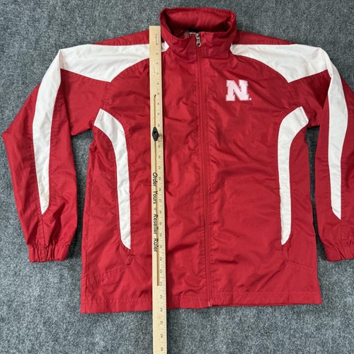 Vintage Nebraska Cornhuskers Jacket Mens Large NCAA Football Windbreaker Hooded - Picture 9 of 14