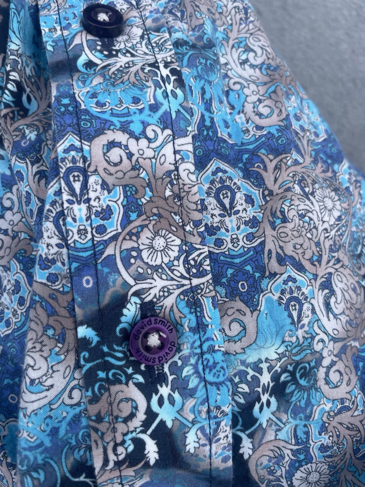 David Smith Blue Pattern Button Down Dress Shirt … - image 5