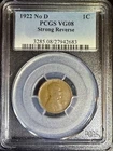 1922 No D PCGS VG08 Strong Reverse Lincoln Cent 1C Wheat Penny