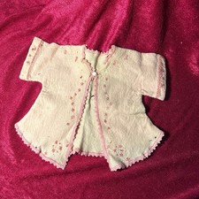 Vtg Pink Infant Cardigan Embroidered Homemade likely mid-20th century 40 -60 s