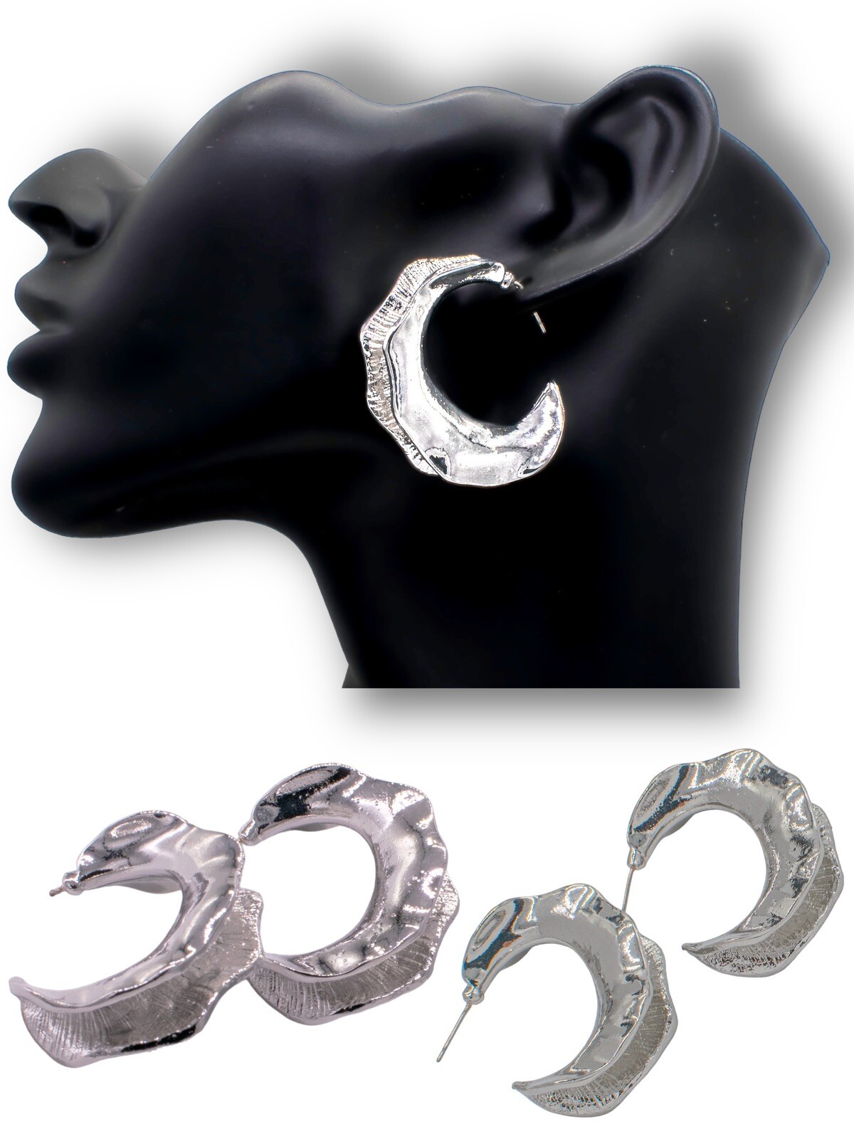 Orecchini a cerchio grandi argento pendenti a goccia oversize grossi dichiarazione moda boho