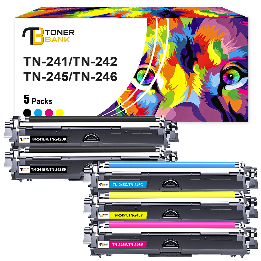 Logic-Seek 5X Toner kompatibel für TN241 TN245 Multipack 2X BK 1x CMY für Brother DCP-9015CDW HL-3142CW MFC-9140CDN MFC-9332CDW