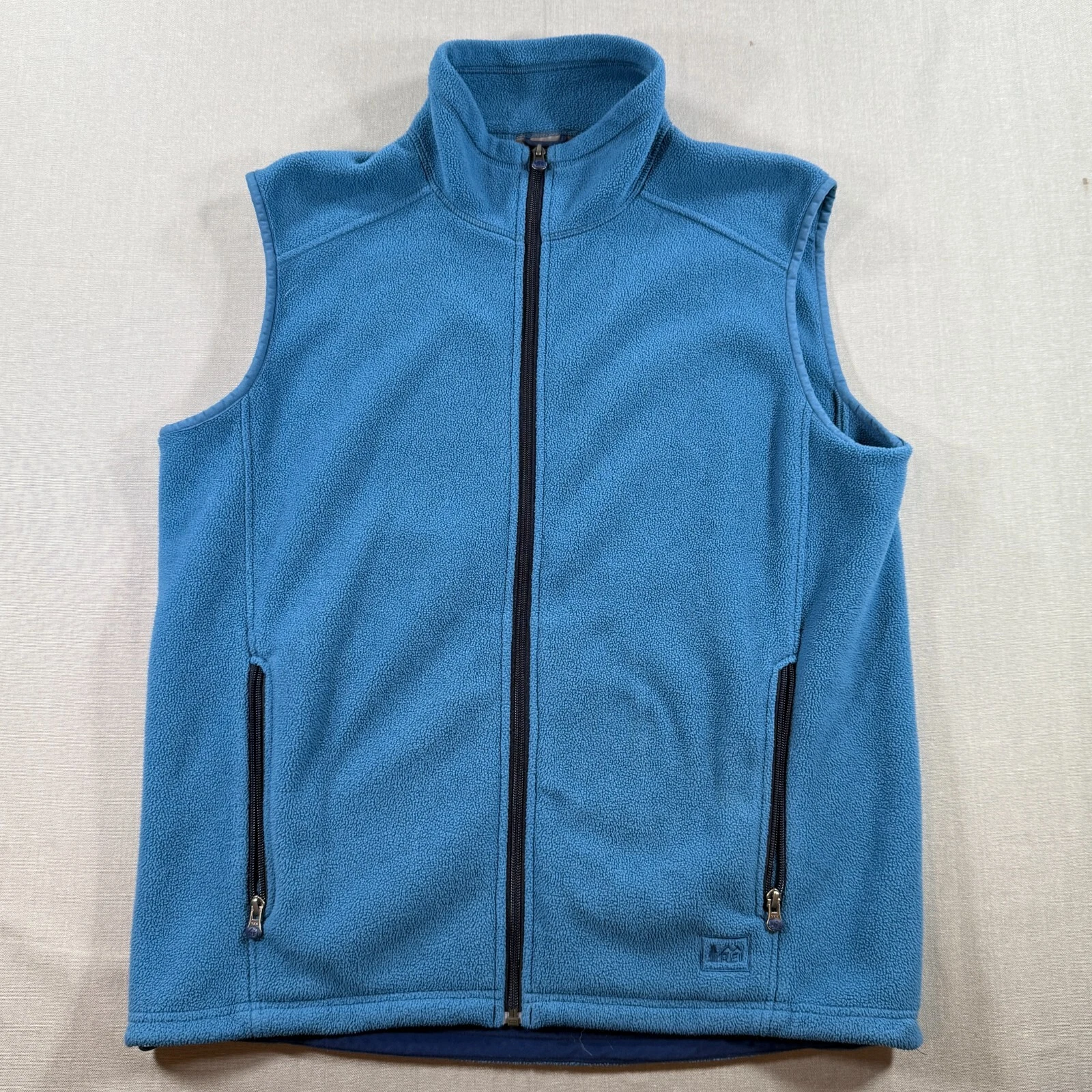 REI Co Op Polartec Fleece Vest Mens Large Blue Full Zip Jacket Hiking Outdoors