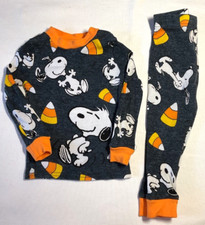 PeanutS SNOOPY PAJAMAS SIZE 2T GRAY ORANGE CANDY CORN NEW