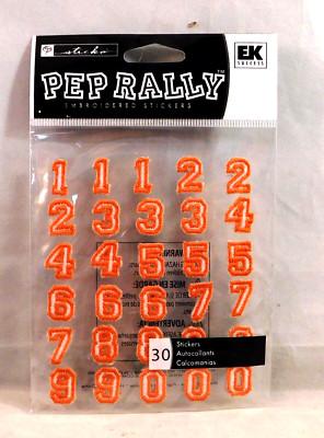 EK Success Pep Rally Orange Varsity Numbers Embroidered Scrapbook Stickers JR011