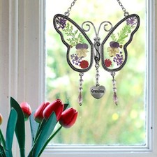 Memorial Suncatcher – Glas-Herz Mit Vergissmeinnicht, 10 Cm, Inschrift 'It's Hard To Forget...'