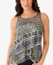 Miraclesuit Women  s Monteverde Printed Mirage Underwire Tankini Top Size 8