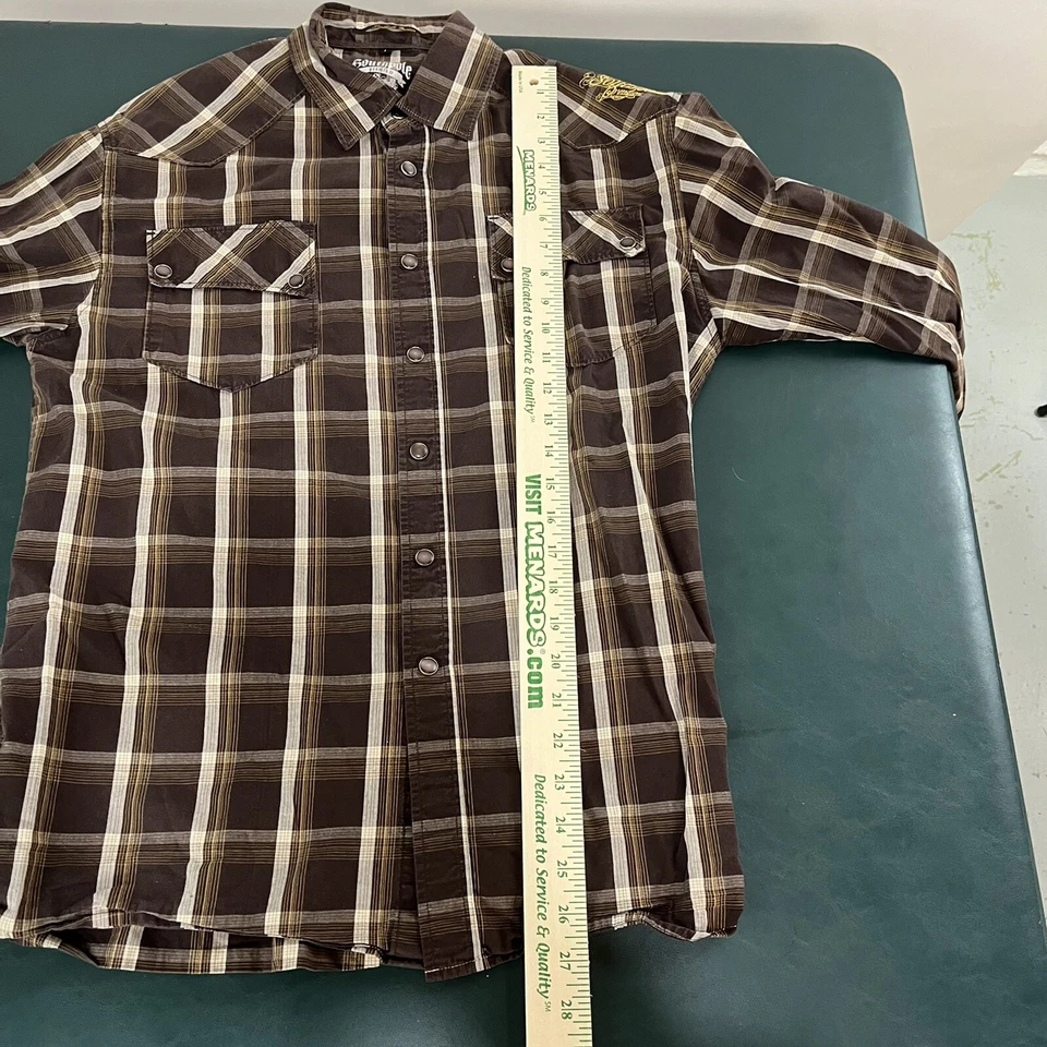 Camisa Polo Sur Hombre Grande Marrón A Cuadros Abotonada Exterior (245) Foto 4 de 4