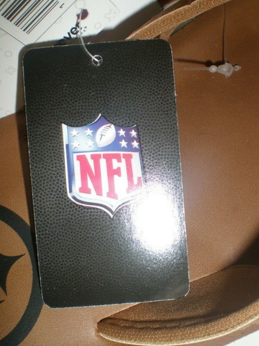 Pittsburgh Steeler Foco Mens Size Small 7-8 Brown Black Flip Flops - Picture 7 of 9
