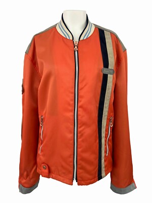 Vintage Diesel 700 Motorcycle Jacket Patches Orange Zip Mens