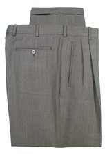 Zanella Duncan Mens Grey Nailhead Pleated Wool Dress Pants 34x29