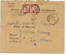 LETTRE ENVELOPPE // TAXE // MORTREE POUR LE MANS 1931