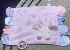 Modern Baby Pink 2 ply Baby Security Blanket Lovey Bunny Teether