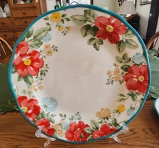 Floral Dinner Plate (s) 10 1/2" Pioneer Woman Frontier Stoneware White Blue Red!