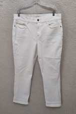 Lafayette 148 New York Women Jeans 33 White Cotton Blend High Rise Denim Pants