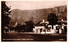 Table Mountain from Orange Street Cape Town RPPC Real Photo Postcard 1920s