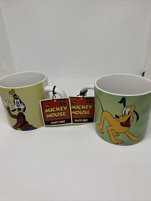 Disneys Goofy und Pluto Tee und Kaffee Becher Set X2 Neu mit Etikett 