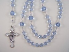 Girls 1st Communion Blue Rosary Catholic 17" Lt Sapphire Chica Comuni n Rosario