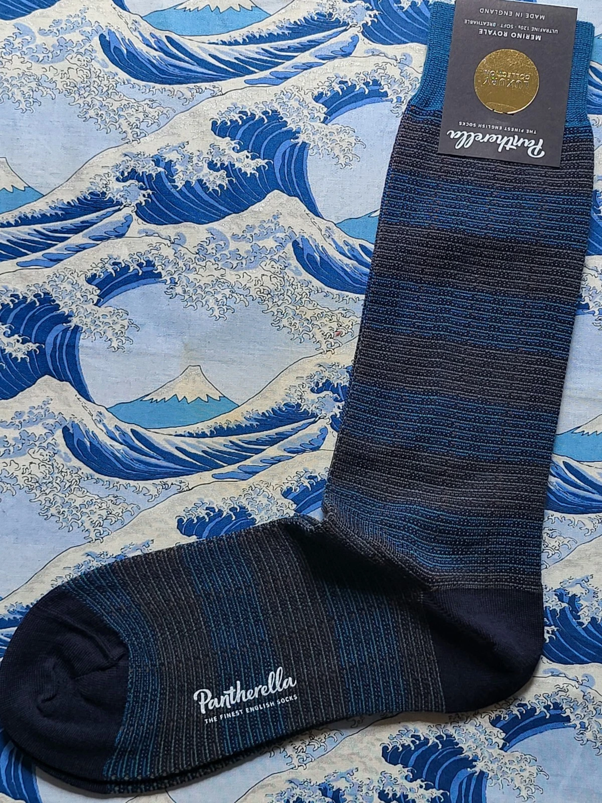 Pantherella Men's Merino Wool English Socks Jacquard Check Blue UK 6-7 EU 39-40