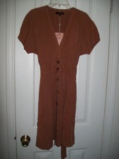 Women's Vintage Wash Tencel Button Front Dress Size S New by Quince Terracotta