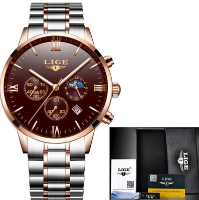 Da Uomo Orologi LIGE Lusso Cronografo SPORTS Impermeabile Acciaio Pieno  Quarzo | eBay